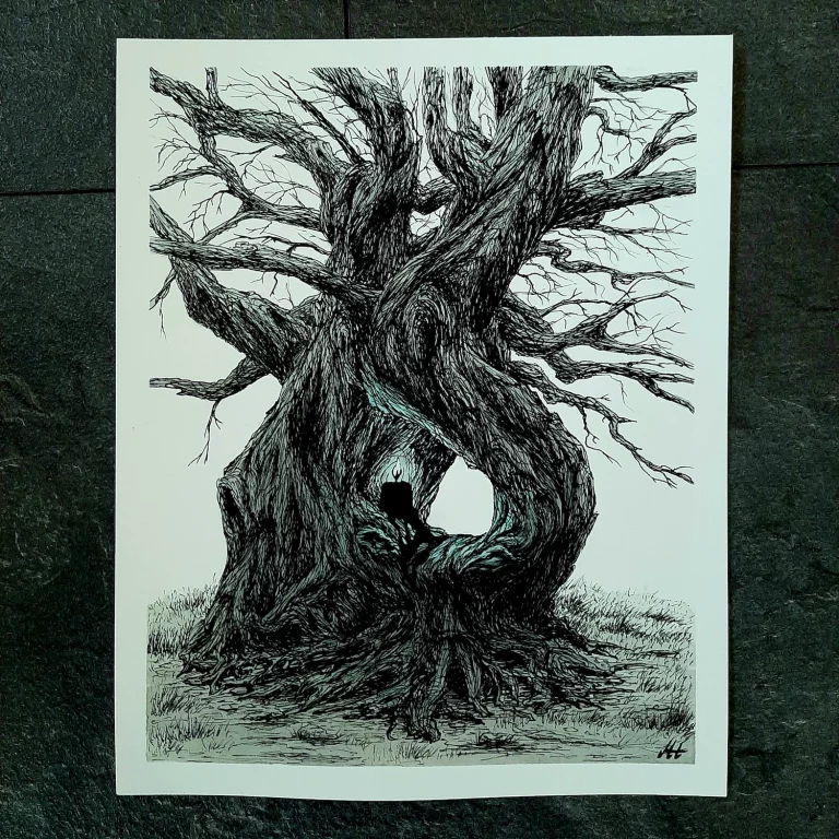 Tusche Tinte Voodoo Baum