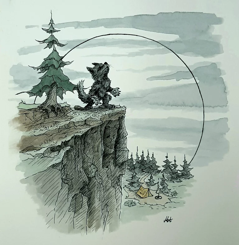 Tusche Tinte Werwolf