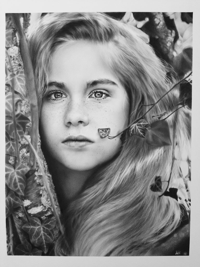 Gemaltes Dry Brush Portrait nach Fotovorlage